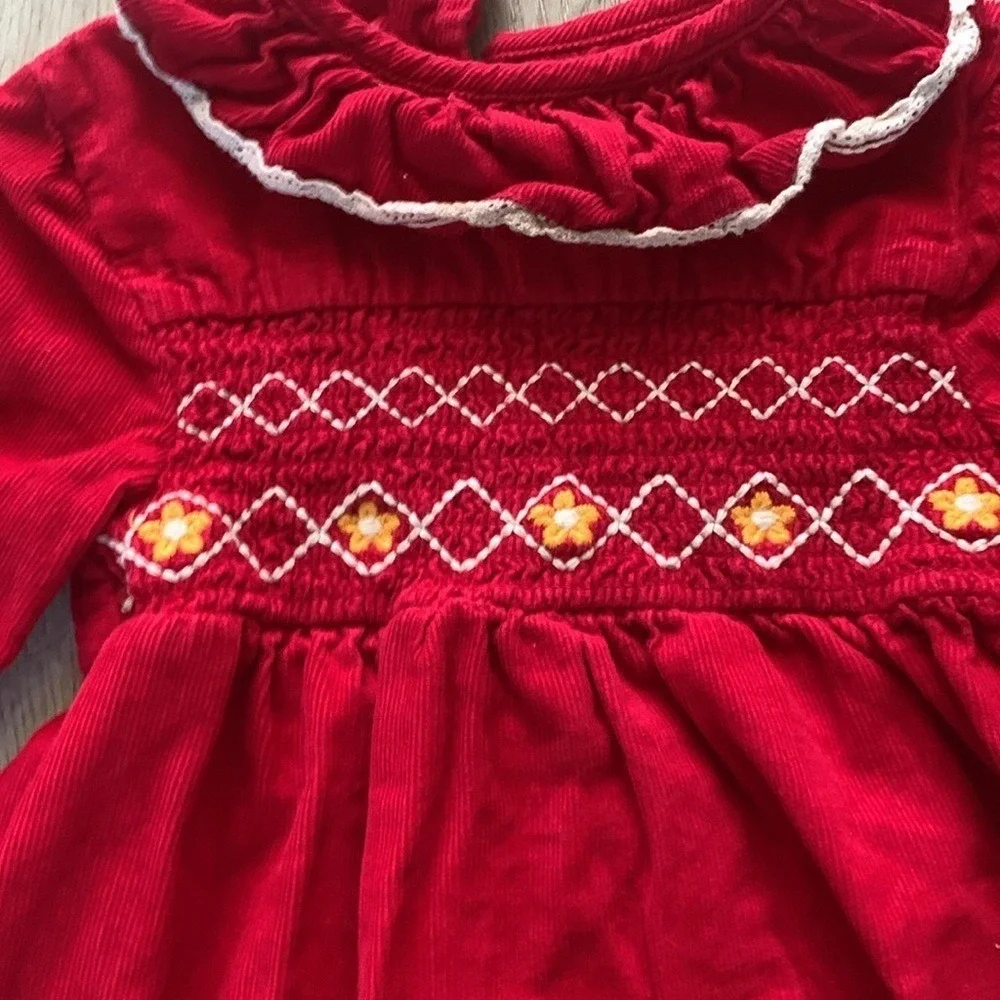 Kaisely Girls Red Smocked‎ Dress